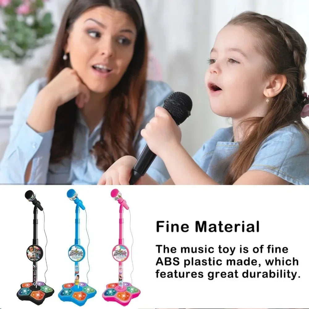 Kids Karaoke Machine with Microphone and Stand - Singing Musical Toy with Flashing Lights, Perfect for Boys and Girls Parties