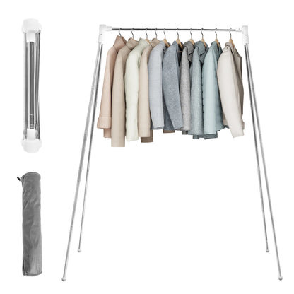 Collapsible Floor Stand Clothes Hanger - Adjustable Angle Clothes Drying Rack for Home, Camping, Travel, and Outdoor Storage