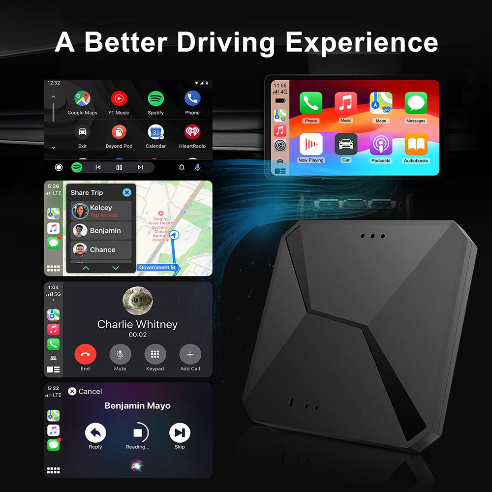 Wireless CarPlay Adapter and Android Auto 2-in-1 Smart Dongle - 2024 5G WiFi for iPhone and Android, Compatible with Volvo, Benz, MG, Kia, Chery, VW