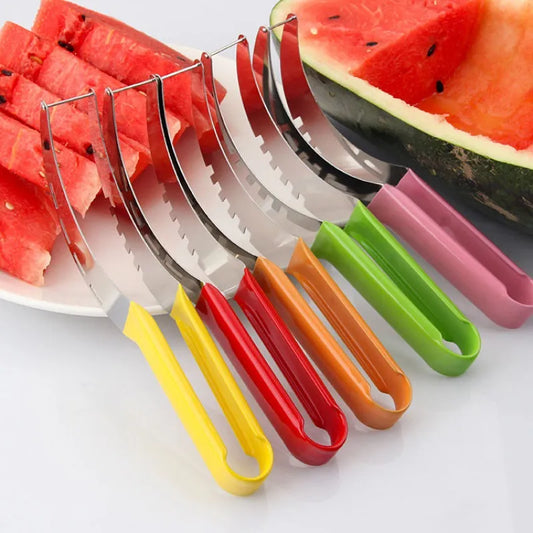 Effortless Fruit Cutting with Stainless Steel Watermelon Slicer Cutter – No More Mess, No More Messy Hands!