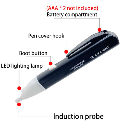 AC/DC Voltage Detector – Smart Non-Contact Tester Pen Meter, 90-1000V Current Electric Sensor Test Pencil