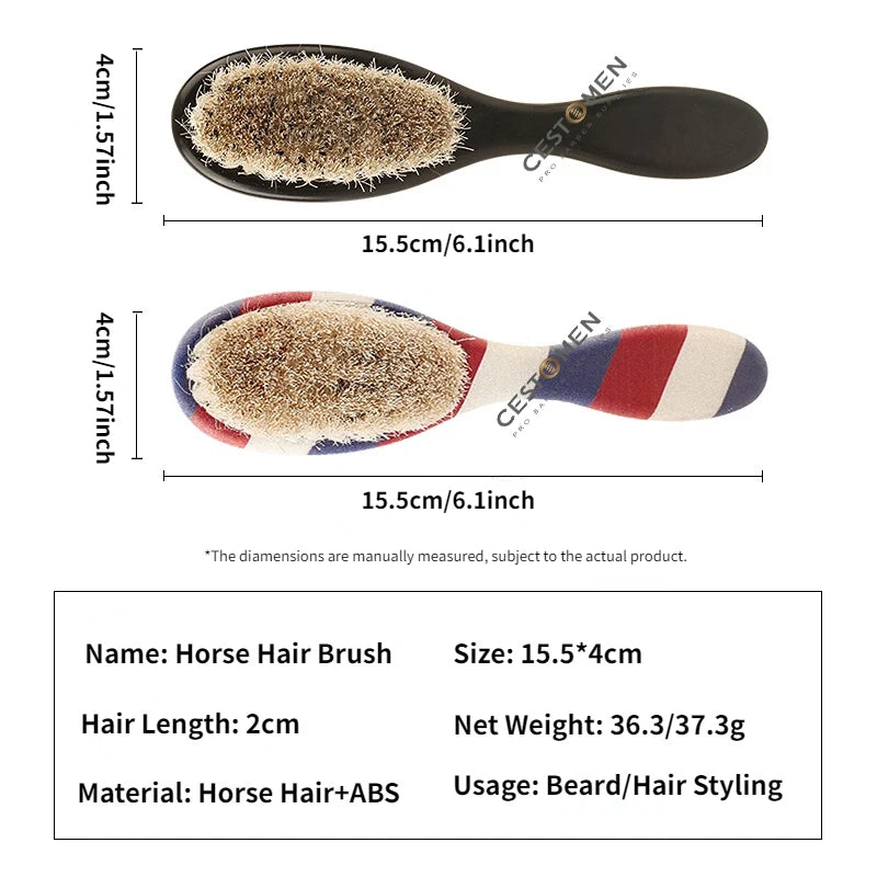 Professional Barber Shaving Beard Brush - Neck Dusting and Face Mustache Cleaning Tool - Horse Hair Bristles - Salon Styling Accessories