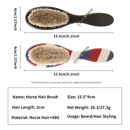 Professional Barber Shaving Beard Brush - Neck Dusting and Face Mustache Cleaning Tool - Horse Hair Bristles - Salon Styling Accessories