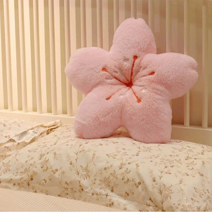 Ins Pink Cherry Petals Pillow – Plush Tatami Floor Cushion for Girl's Bedroom and Living Room Decor