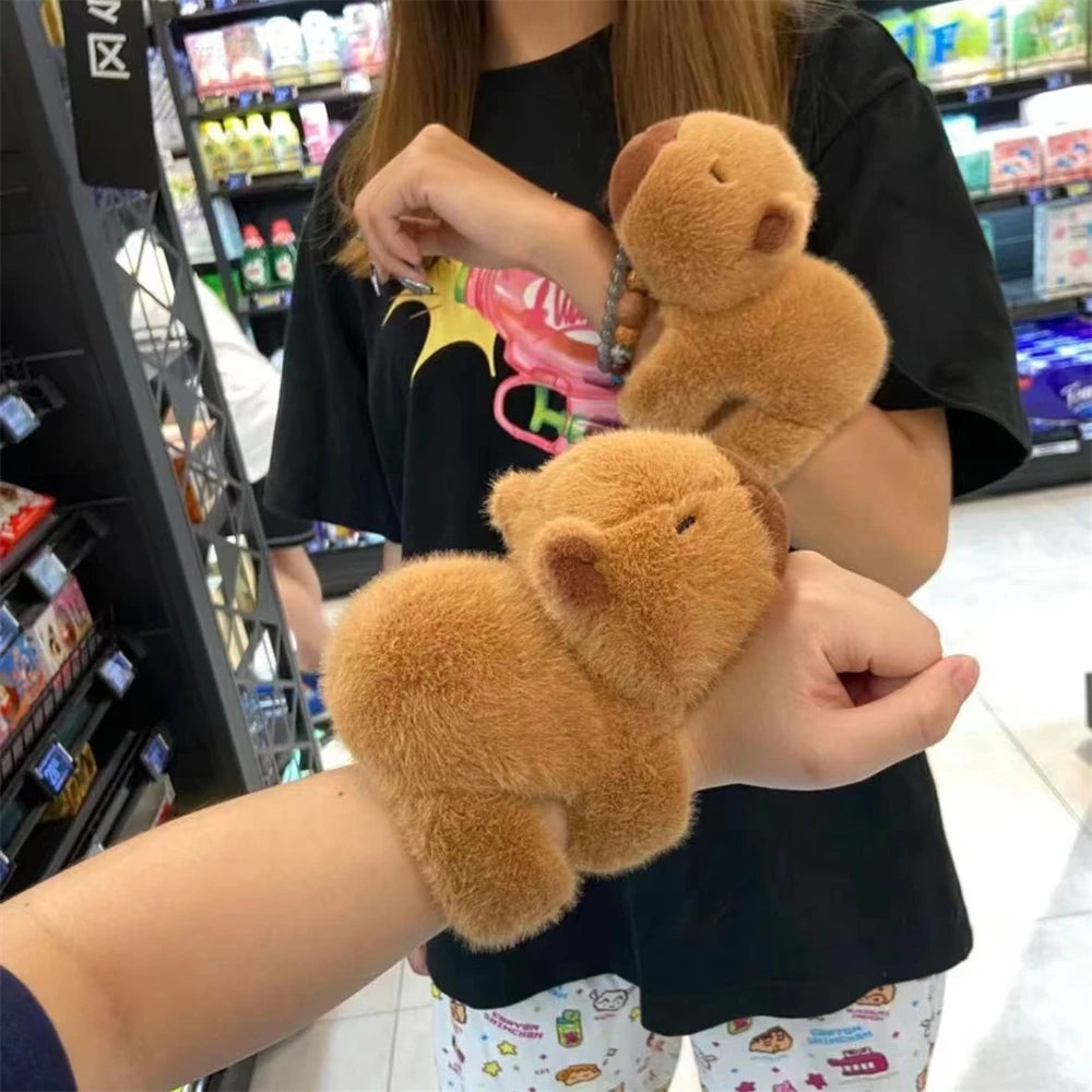 New Lovely Kawaii Capybara Animal Slap Snap Wristband Bracelet - Capybara Plush Hand Ring Wristband for Kids - Birthday Present and Toy