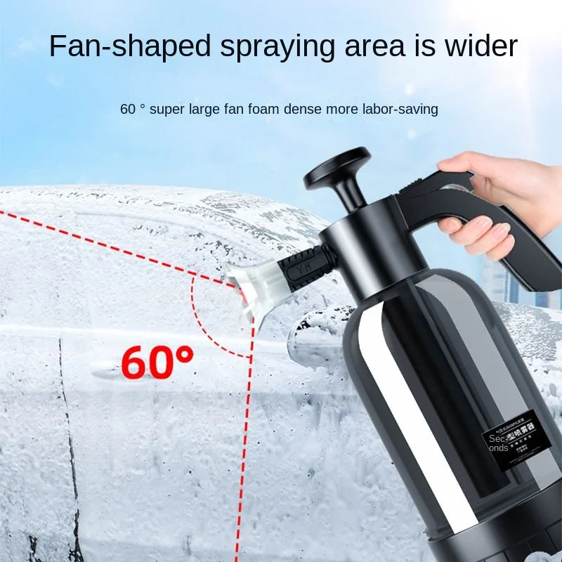 2L Hand Pump Foam Sprayer: Pneumatic Foam Cannon for Car Wash - Includes 3 Nozzle Types, Ideal for Snow Foam and Window Cleaning