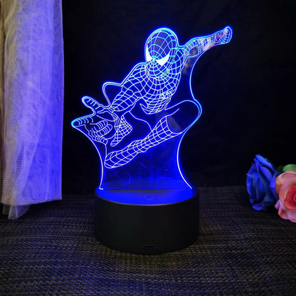 Spiderman 3D Acrylic Night Light – USB Stereo LED Desk Lamp | Phantom Light with USB and Battery Power | Surprise Birthday Gift