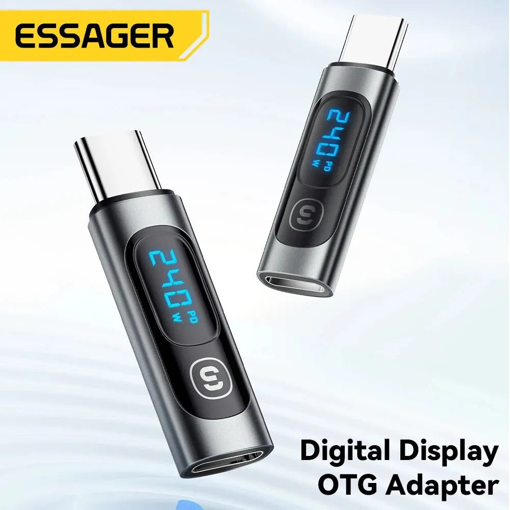 Essager USB 2.0 OTG Adapter - 240W Fast Charging USB-C to Type-C Display Adapter, OTG Connector for Samsung, Xiaomi, Huawei, Lenovo