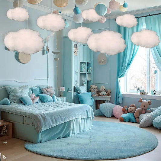 9pcs 3D Artificial Fake Clouds Decorations for Ceiling - Wedding Stage Show, Party Decor, Kids Bedroom Decoration