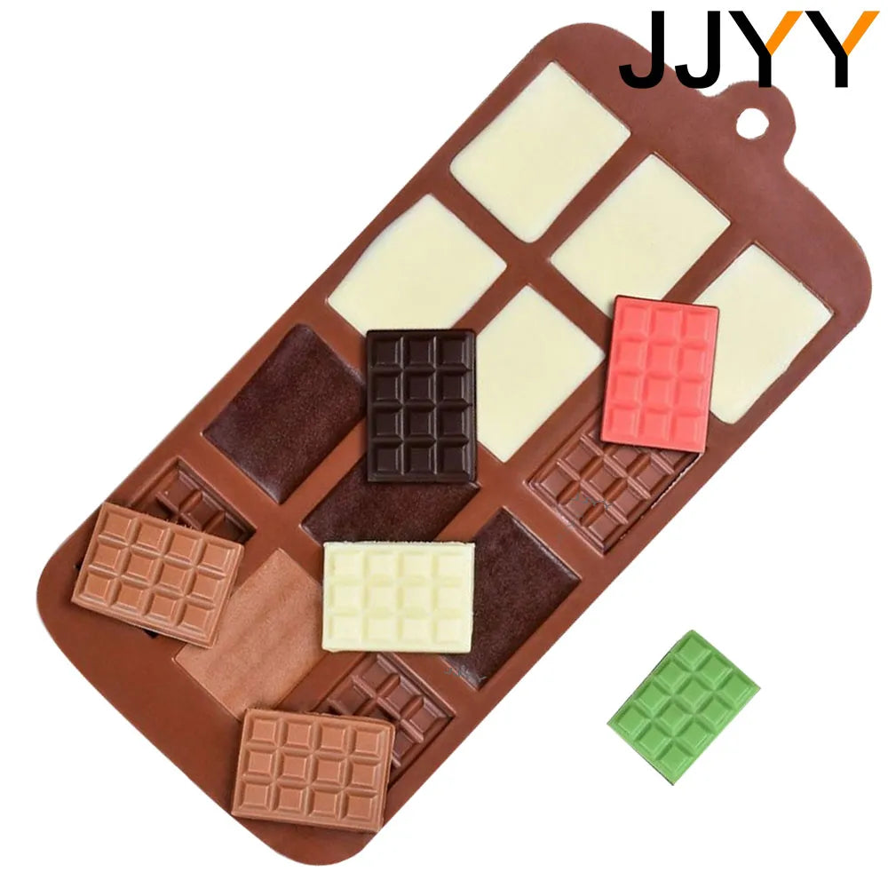 JJYY Silicone Mold: 12 Even Chocolate & Fondant Candy Bar Mould - DIY Cake Decoration Tools & Baking Accessories