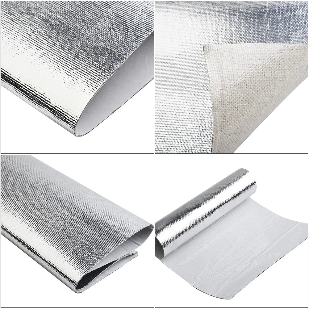 Car Heat Protection Foil Film: High-Temperature Resistant Fiberglass Aluminum Tape Cloth - Self-Adhesive Heat Insulation Mat