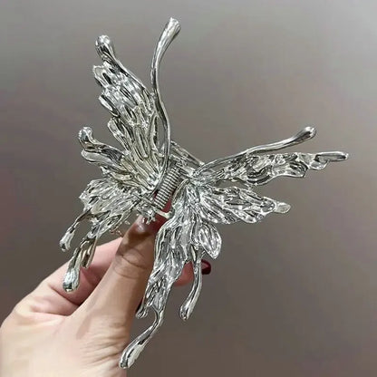 Bright Silver Butterfly Hair Clip: Cross Geometric Hairpin Rose Flower Hair Claw for Women Girls Styling Barrette Headdress