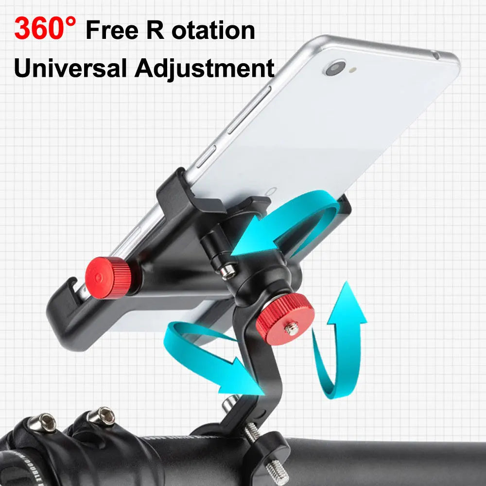 NEWBOLER MTB Phone Mount Stand: 360° Rotatable Aluminum Bicycle Holder - Adjustable Non-Slip Cycling Bracket