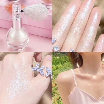 Diamond Highlighter Powder Spray - Waterproof High Gloss Glitter Body Bronzer, Face Contour Illuminator Makeup