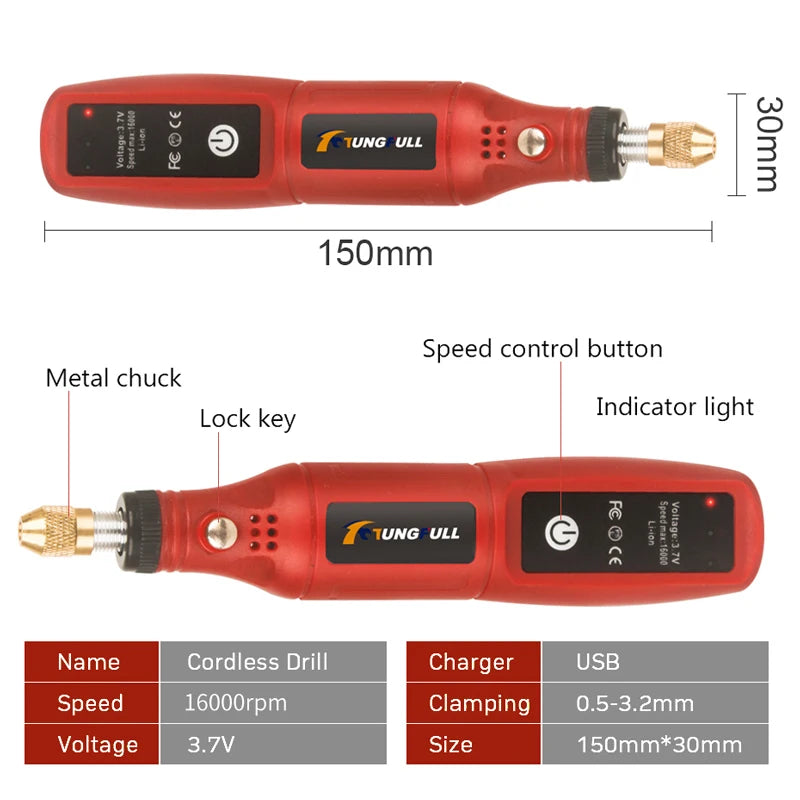 USB Cordless Mini Drill Rotary Tool | Woodworking Engraving Pen Dremel Tools | Wireless Electric Drill For Jewelry Metal Glass