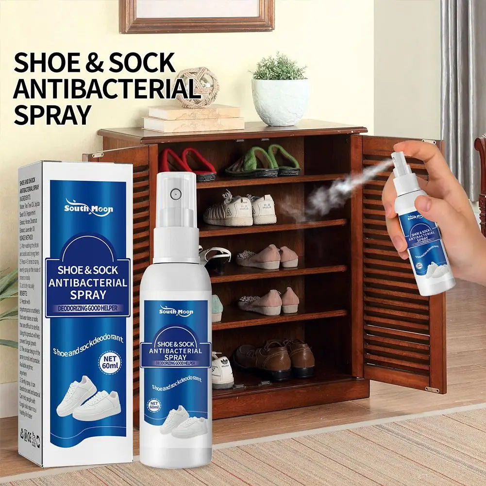 60ml Shoe Shock Antibacterial Spray: Foot Odor & Stink Freshener - Socks Odor Remover and Antiperspirant Refresh Spray