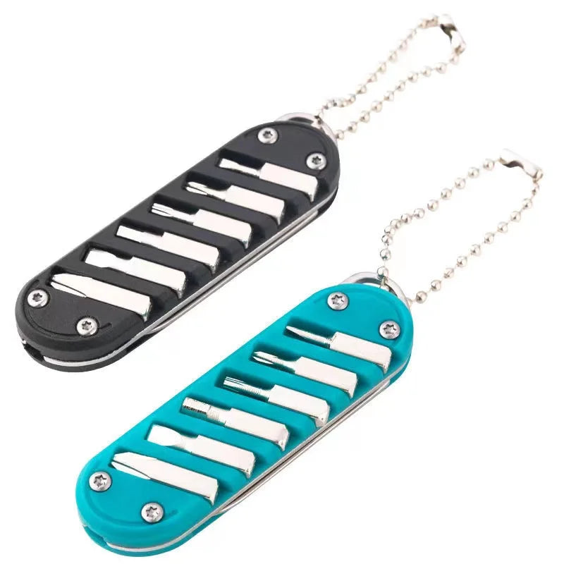 Multifunctional Portable Folding Keychain Knife - Stainless Steel Outdoor Pocket Knife with Screw Combination Tool