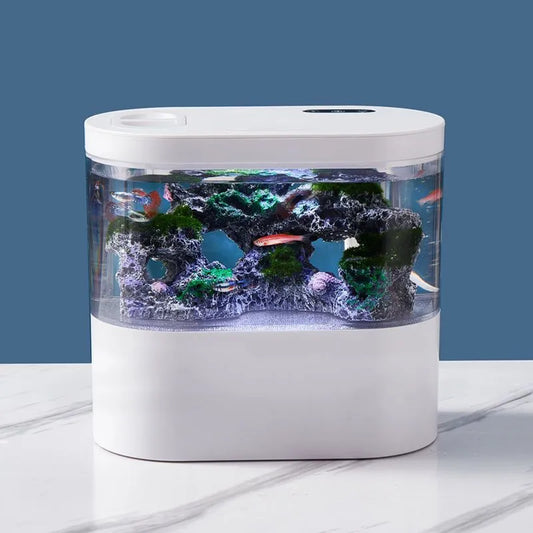 USB Mini Desktop Aquarium with Built-in Water Pump, LED Light, and Filter: Self-Circulation Goldfish Tank