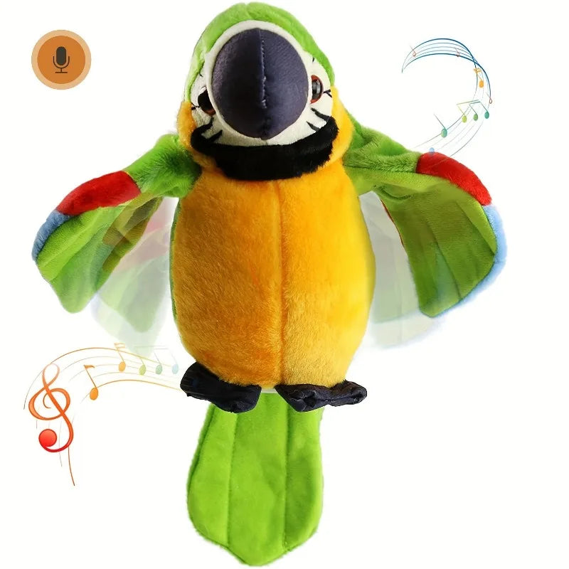 Talking Macaw Parrot Plush Toy - Electronic Animated Bird that Repeats What You Say - Interactive Stuffed Animal