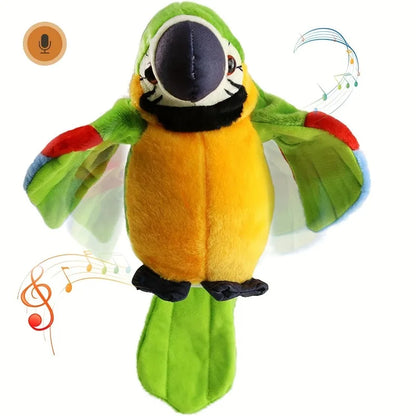 Talking Macaw Parrot Plush Toy - Electronic Animated Bird that Repeats What You Say - Interactive Stuffed Animal