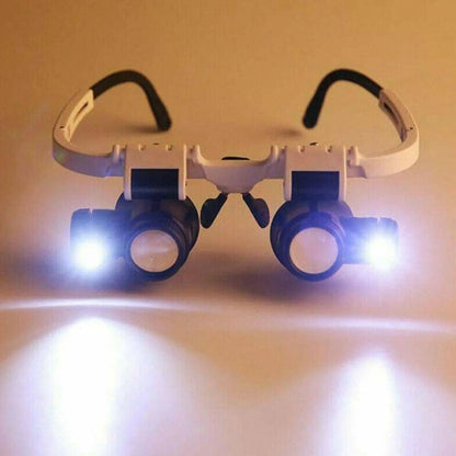 2X LED Watch Jeweler Repair Magnifier: Head-Mounted Adjustable Loupe Lens Glasses - 8X, 15X, 23X Magnification Headband Magnifying Head Eye