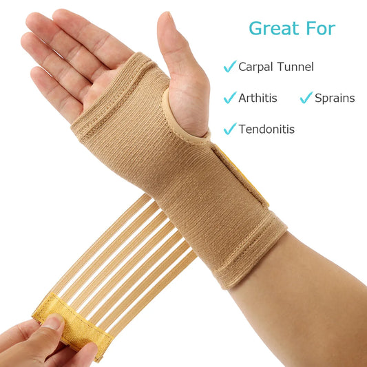 Sports Safety Wristband Pair - Elastic Bandage Wrist Support for Arthritis, Sprains, Carpal Tunnel - Hand Shaping Sweatband