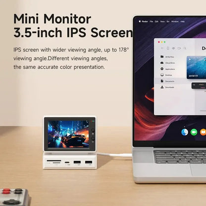 Hagibis 3.5-Inch IPS Mini Screen – AIDA64 CPU, RAM, HDD Data Monitor with USB-C Hub for Laptop, PC, MacBook