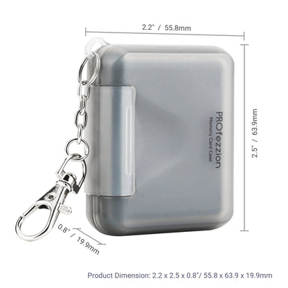 PROfezzion 4-Slot Portable SD Card Holder - Water-Resistant Anti-Shock Case for SD/SDXC/SDHC Cards with Carabiner Attachment