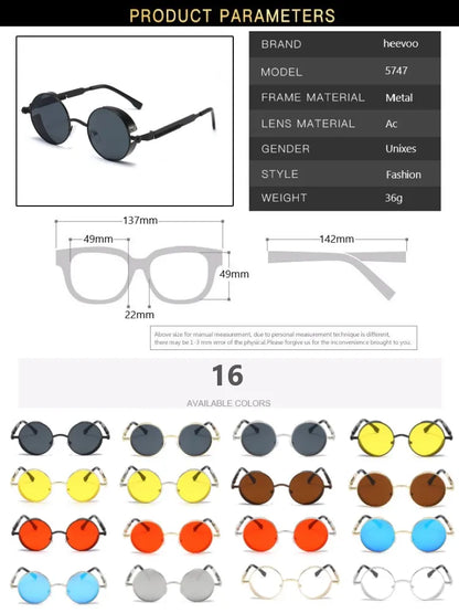 Metal Steampunk Sunglasses for Men & Women | Fashionable Round Vintage Glasses | High-Quality Designer Sun Glasses 2021