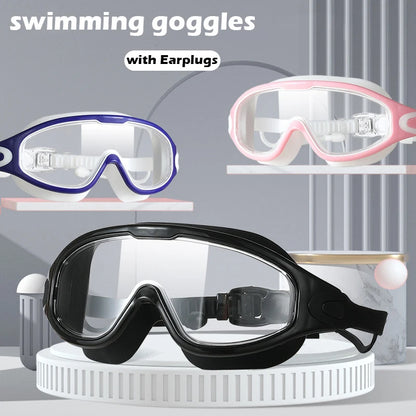 High-Definition Swimming Goggles for Adults - Waterproof, Anti-Fog, Electroplating Large Frame Goggles for Men and Women