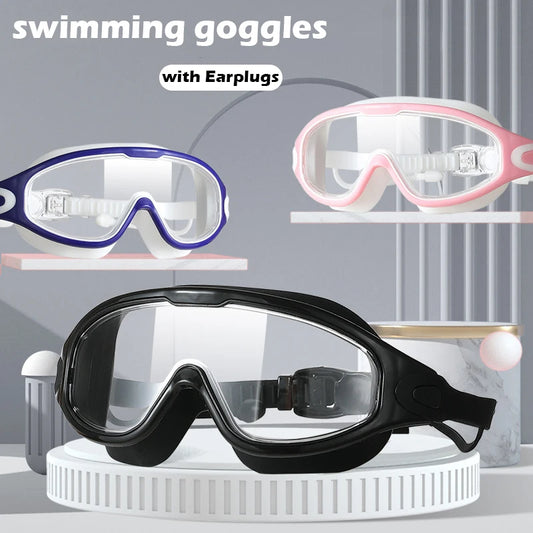 High-Definition Swimming Goggles for Adults - Waterproof, Anti-Fog, Electroplating Large Frame Goggles for Men and Women