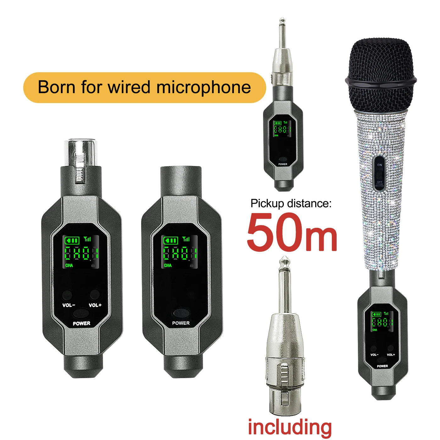 Wireless Microphone Converter: XLR Rechargeable Battery Transmitter and Receiver System for Dynamic Microphones - Ideal for Church Use