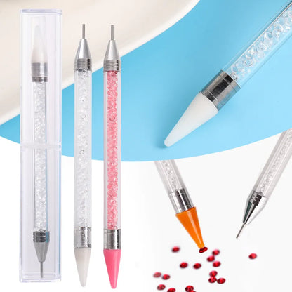 1pcs Crystal Double Head Point Drill Pen - Gem Rhinestone Picker Wax Pencil - Jewelry Tools for Sticking, Picking, Dotting