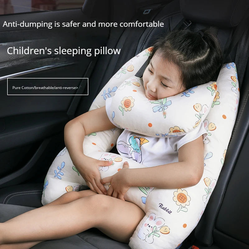 Car Travel Head Pillow Support - H-Shape Safety Neck Pillow Cushion for Kids and Adults Sleeping in Auto Seats