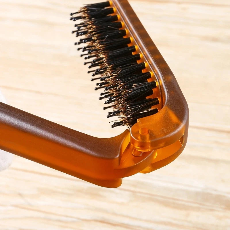 Foldable Boar Bristle Hair Comb - Portable Hair Brush & Head Massager - Travel Combs for Styling - Hair Styling Accessories