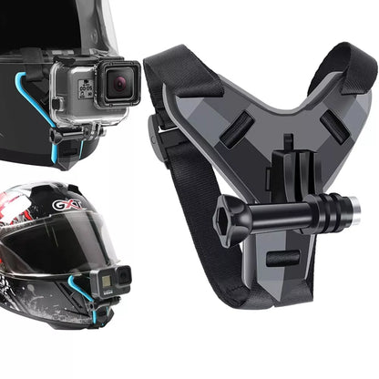 GoPro Helmet Strap Mount: Compatible with Hero 11-3, Yi Action Sports Cameras - Secure Full Face Holder for Motorcycle Adventures