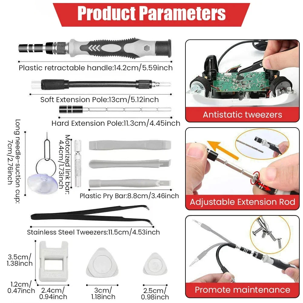 115-in-1 Electronics Screwdriver Set | Precision Tools with Nut Driver | Professional Magnetic Repair Kit for Laptop and Electronics