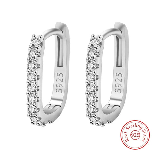 High-Quality 925 Sterling Silver Crystal Circle Hoop Earrings – Fashionable Jewelry for Women, Wedding or Party Gift, Versatile Street Style