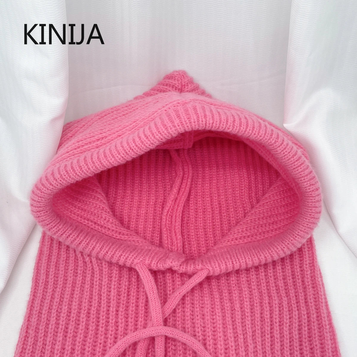 Women's Knitted Balaclava Fashion Hooded Hat: Thick Warm Beanie Winter Hat with Fake Collar Shawl