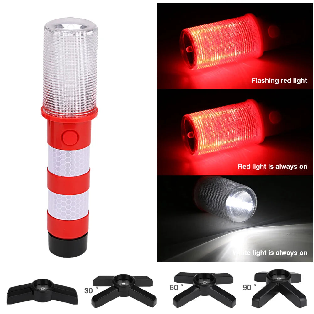 2pc LED Magnetic Flashlight Emergency Roadside Flares - Detachable Stand Beacon Safety Strobe Light for Warning Signal Alert SOS Lamps