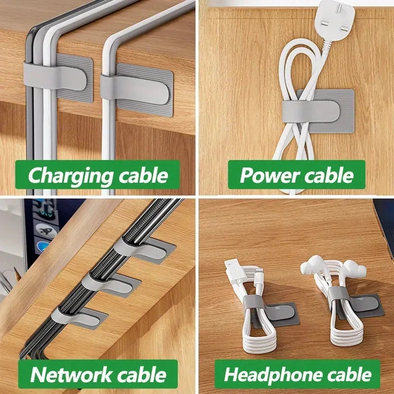 Reusable Cable Ties | Self-Adhesive Adjustable Organizer Straps | Fastening Wire Cord Rope Holder for Desk Management