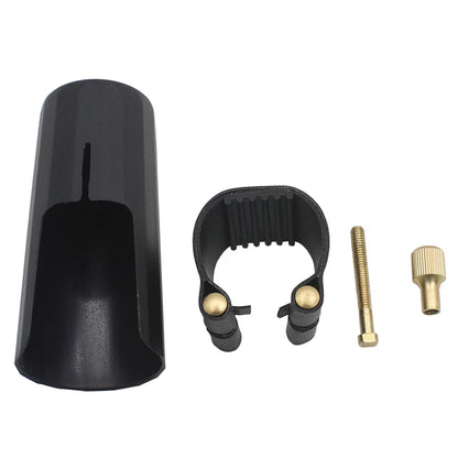 Alto Soprano Tenor Saxophone Clarinet Ligature & Cap Set: Sax Leather Buckle Clamp - Woodwind Instrument Accessory