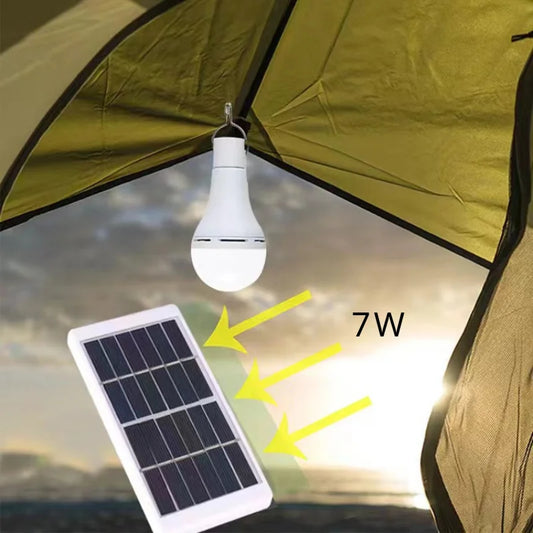 7W Solar-Powered Emergency Camping Light - Outdoor LED Lamp with 1W Panel for Outdoor Use