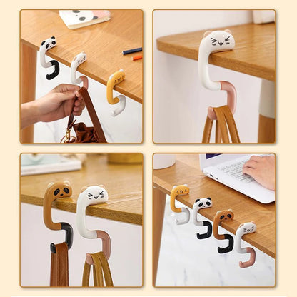 Cute Animal Travel Portable Plastic Bag Hook - Decorative Table Hanger for Handbags and Purses