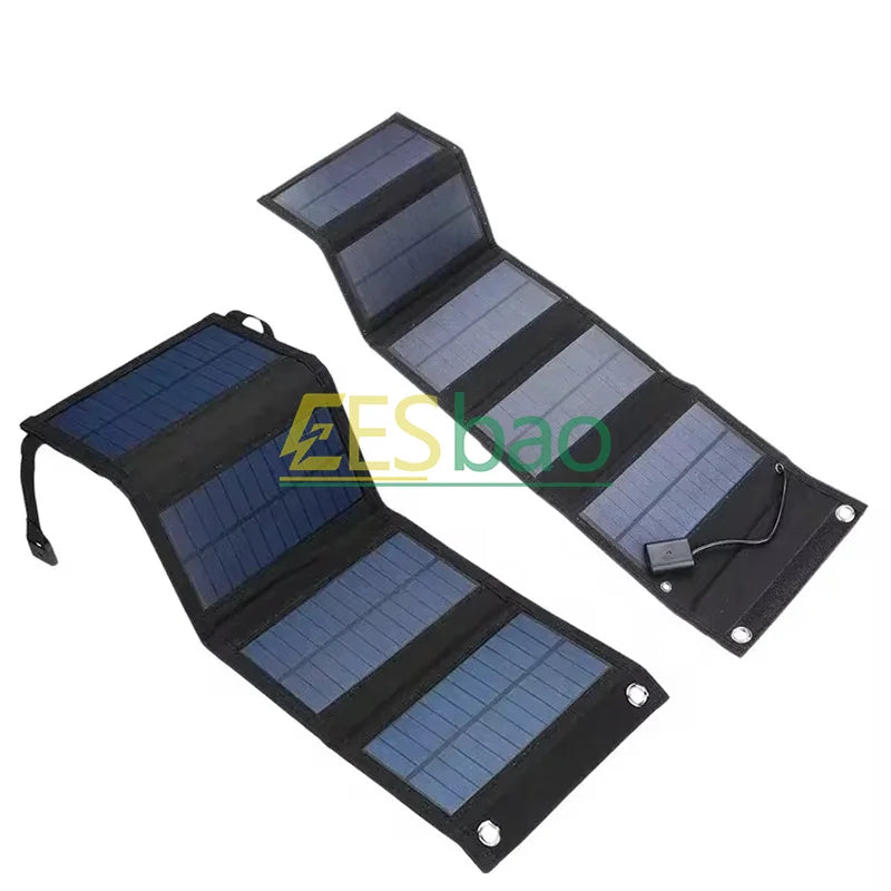 70/36W Foldable Solar Panel - 5V USB Portable Battery Charger for Cell Phones, Waterproof Power Bank for Camping