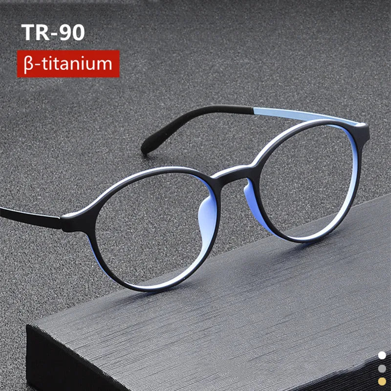 Ultralight Titanium Alloy TR90 Reading Glasses – Retro Round Design, Anti-Blue Light Presbyopia Glasses for Men & Women, Available in +0, +100, +150, +250