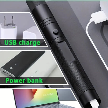 USB Rechargeable Green Laser Light: Ideal for Outdoor Hunting, Hiking, Camping - Long-Distance Laser Beam Flashlight