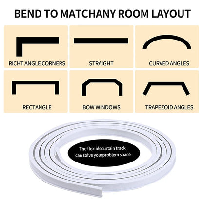 Bendable Curtain Track: 2/3/5/6M Flexible Silent Track for Bedrooms, Bathrooms, Balconies - Room Divider Home Window Decor Accessory