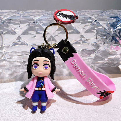 Demon Slayer Kimetsu No Yaiba Ghost Blade Keychain - Cute Character Bag Pendant and Car Key Ring, Anime Jewelry Fans Gift