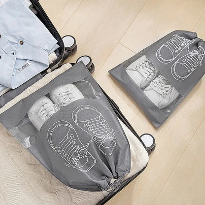 Travel Shoe Storage Organizer Bags: 10/5pcs Non-Woven Portable Closet Bag - Waterproof, Transparent Pockets for Clothing